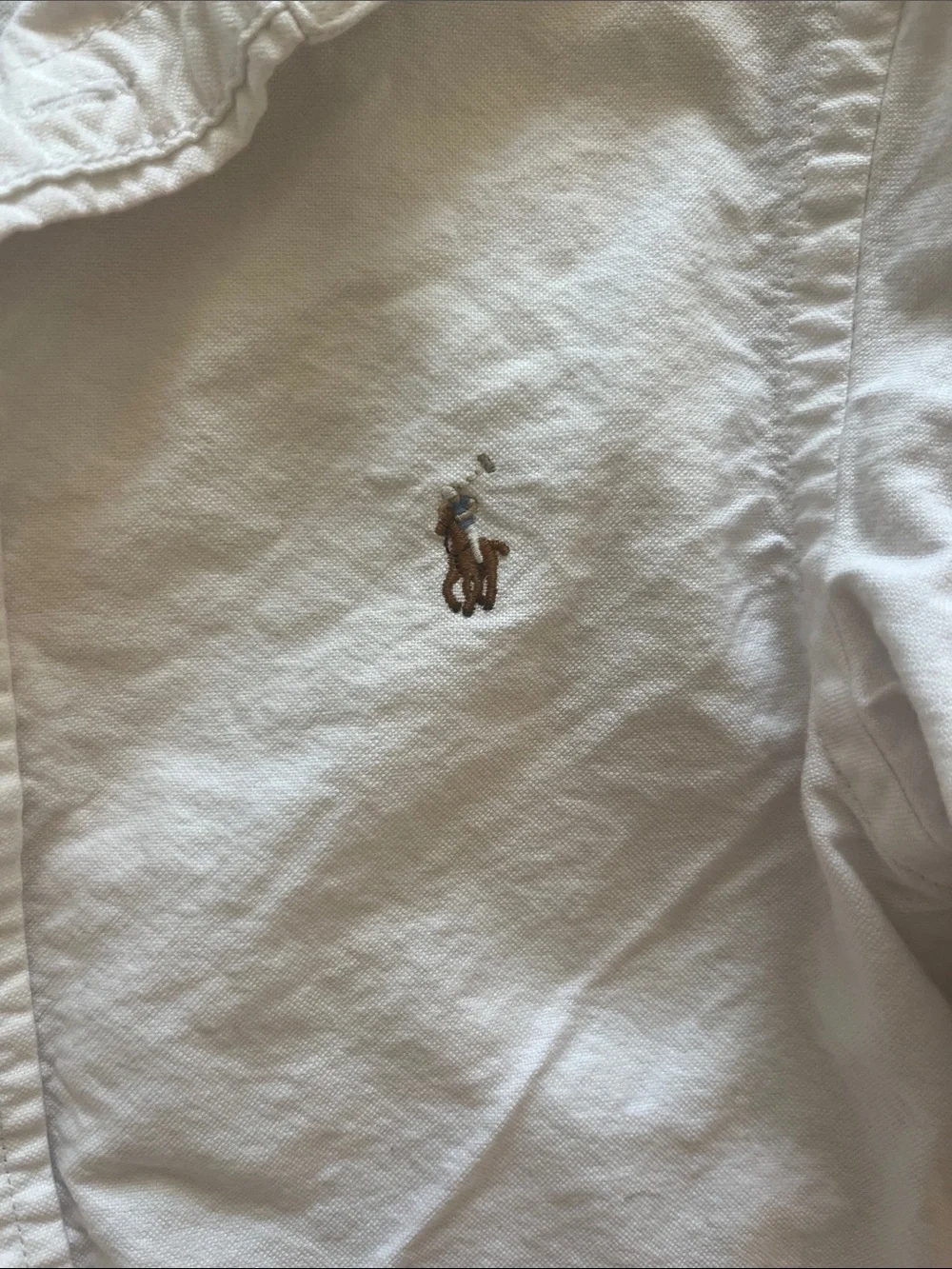 Ralph Lauren White Long-Sleeve Button Down Shirt with Polo Pony